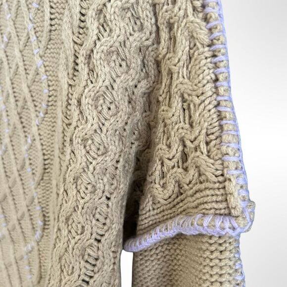 New Callahan Knitwear Cropped Cameron  Tan & Purple Turtleneck Sweater- Medium - Picture 9 of 16